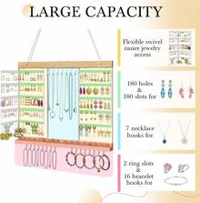 Organize Your Collection With This Large 5-Tier White Rotating Hanging Jewelry Organizer. This Wall-Mounted Rack Holds 180 Pairs Of Earrings And Ample Space For Necklaces And Bracelets. Perfect For Any Girl's Room. - 白色 - 查看 5