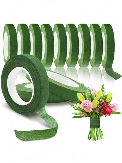 1pc Green Self-Adhesive Floral Tape, 30 Yard Paper Tape Bouquet Stem Packing Material, Suitable For Artificial Flowers, Floral Packaging And DIY Crafts, Valentine's Day, Mother's Day, Wedding Decoration, Birthday Graduation Ceremony