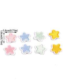 10pcs 18x18mm Mixed Color Delicate Pentagram Patches For DIY Clothing/Bag/Headwear Decoration, Personalized Sewing Accessories, Small Patches With Hot Melt Adhesive - Multicolor - View 2