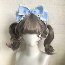 Handmade Light Pink Large Ribbon Headband, Lolita Headdress, Elegant And Princess-Like, Sweet And Cute Headdress, Dreamy Ribbon Hair Accessory. - Blue - View 1