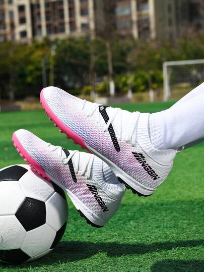 1 Pair Adult, Youth, Student Football/Soccer Shoes, High & Low Top, Outdoor Team Sports, Non-Slip Wear-Resistant TF Studs, Suitable For Artificial Turf, Sand, Natural Grass, Indoor Courts, Lace-Up, Small Size, Leather, Lightweight High-Performance Anti-Slip Design, Professional Football Boots