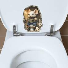 Mouse Reading Newspaper In Mouse Hole Sticker - Mouse Hole 3D Wall Decal, Kids Room, Classroom, Home, Bedroom, Livingroom, Bookcase - YT037 - View 5