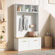 Hall Trees - Natural+White + MDF + Particle Board - View 7