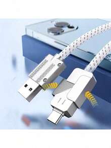 1pc One Handed Press, Pop Out Cable, Mobile Car Data Cable Type-C Android Charging Cable, Flash Charging With Indicator Light, Creative New Model, 78.74-Inch Extended Version, Fast Charging Cable, Compact Charging Cable, Pop-Up Design, Cable, High-Speed Charging, TypeC Charger, Universal Cable, Technology Enthusiast, Mobile Tool, Catapult Unplugged Data Cable, Mobile TypeC Charging Compatible With Apple 16 17 - Multicolor - View 8