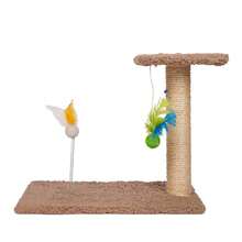 Arranhador Poste de Sisal Para Gatos com Brinquedo Interativo - Mola - Marrom - Visão 2