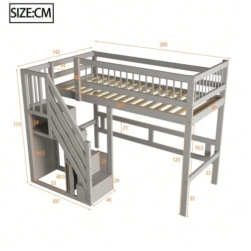 Kids Bed Frames, Headboards & Footboards - Gray + 90cm*200cm - View 1