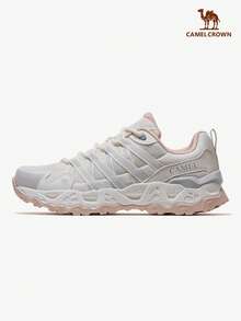 CAMEL CROWN 女士户外徒步鞋，透气、减震、防滑，适合徒步、远足、休闲运动和跑步 - 象牙白/玫瑰粉 - 查看 1