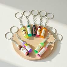 10 móc khóa chai rượu vang bằng nhựa sáng tạo, chân thực, nhiều màu sắc, quà tặng tiệc tùng mới lạ cho phụ nữ, quà sinh nhật độc đáo, móc khóa túi xách & phụ kiện trang trí, móc khóa sắp xếp | Thiết kế vui tươi | Móc khóa bền - Nhiều màu - Xem 5