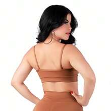 Work Fitness Kit Of 2 Premium Reinforced Polyamide Strappy Sports Bras For Gym Use - بني وكراميل - مشاهدة 5