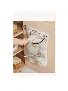 1/2pcs Kitchen Trash Bag Holder Wall-Mounted Large Capacity Plastic Bag Storage Net With Hook And Loop, Easter Gift - Multicolor - View 8