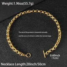 復古奢華 14K 鍍金亮面圖案圓形 OT 扣設計項鍊，男女通用，適合日常、派對、宴會穿著，精美禮物 - 金色 - 查看 6