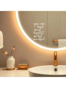 1pc You Are Loved Mirror Decal Inspirational Self-Love Vinyl Sticker Positive Affirmation Wall Art For Bedroom Bathroom Vanity Removable Waterproof Motivational Quote Decor Bedroom Decor Stickers Home Decor Living Room Wall Paper Wall Stickers Party Decorations Living Room Decor Office Decor Home Decor Items Personalised Stickers Mirror Wall Wall Decor Wall Mirror Mirror For Room Bathroom Decor - Multicolor - View 7