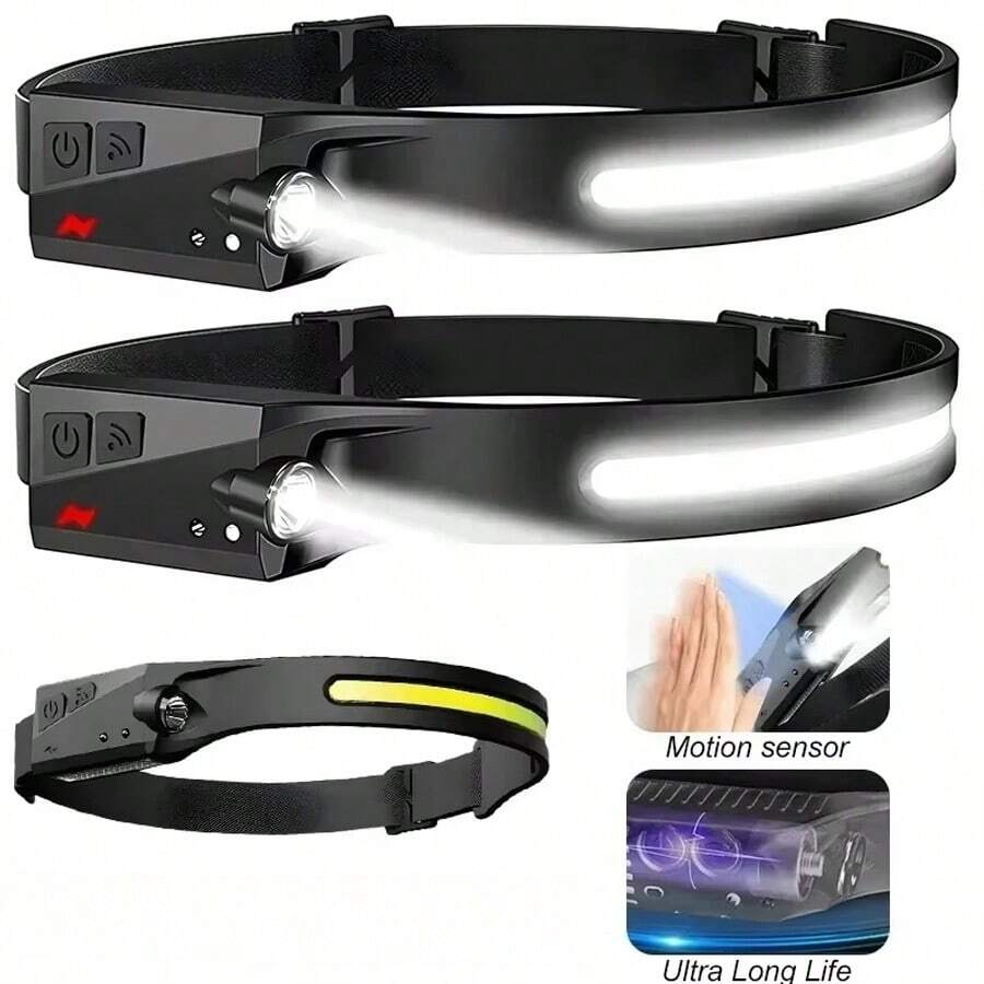 1PC LED Zoomable Multi-Function Headlamp USB Rechargeable LED Motion SensorPortable Headlight Waterproof IPX6 For Camping, Fishing, Hiking, Night Work & Outdoor Adventures - Multicolor - View 1