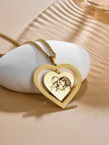 Personalized Heart-Shaped Couple Photo Necklace, Photo Pendant Necklace, Pet Necklace, Birthday Gift, Gift For Her, Bridesmaid Gift, Customized Wedding Gift, New Year Gift Customized Girlfriend Photo Necklace, Women Heart-Shaped Photo Pendant Necklace - Heart-shaped - View 6