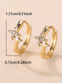 1对闪亮星形耳环，精致奢华小众设计，百搭日常佩戴耳环 - 耳環 - 查看 3