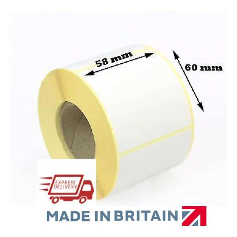 PLAIN WHITE 58x60 RMAL CAS LABELS 20 ROLLS EXPRESS DELIVERY - 1 Set - View 1