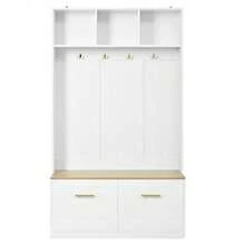 Hall Trees - Natural+White + MDF + Particle Board - View 9