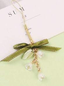 1pc Unisex Japanese Style Cute Lily Flower Keychain, Green Nature Inspired Pendant Bag Charm, Korean/Japanese Aesthetic - màu xanh lá - Xem 6