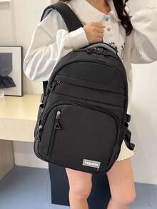 Mochila para mujer de estilo coreano, versátil y sencilla, mochila escolar casual - Negro - Ver 1