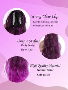 20英寸渐变波浪卷合成假发马尾接发，耐热纤维，适合女性和女孩，可用于派对和日常佩戴。 - 彩色 - 查看 3