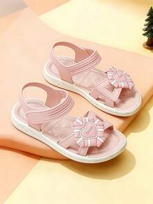 Cute Rhinestone Bow Open Toe Girls Sandals, Breathable Beach Holiday Shoes - Pink - View 3