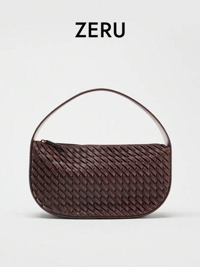 2026 New Handwoven Green Zipper Tote Bag, Casual Shopping And Gift Bag