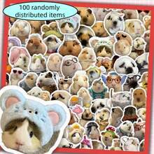 100张豚鼠贴纸，逼真风格老鼠花枝老鼠绘画贴纸，可爱宠物水杯手机桌面DIY贴纸，办公贴纸，文件印章，办公用品贴纸 - 多色 - 查看 7