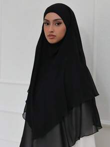 1pc Women's Elegant Solid Color Three-Layer Hooded Robe, Chador, Khimar, Jilbab, Breathable Sun Protection Headscarf, Suitable For Casual Outdoor Wear In All Seasons - Multicolor - View 41