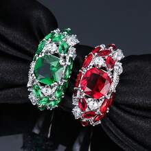 1 pieza Anillo de moda elegante con diseño geométrico redondo de piedra e incrustaciones de circonita cúbica para mujeres - Multicolor - Ver 9