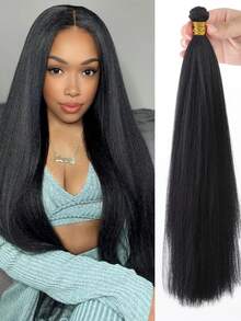 Tóc nối dài thẳng kiểu Yaki, dài 14, 16, 18 inch, sợi tổng hợp chịu nhiệt cao, màu 1B, dành cho nữ, màu tự nhiên. - Nhiều màu - Xem 7