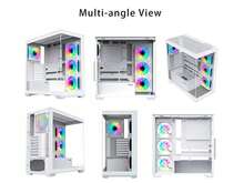 SAMA SV01 Gaming PC Case Computer Mid Tower ATX Case White With 4 Addressable RGB Fans Pre-Installed, Back Plug Motherboard Design, Tempered Glass Transparent Side Panel - trắng - Xem 7