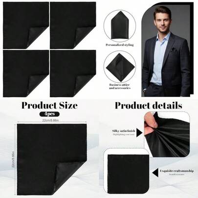 4Pcs Black Pocket S…