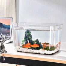 Plastic Fish Tank, High-Definition Transparent Aquarium, Goldfish Tank, Turtle Feeding Tank, Desktop Small Planted Tank (Note: No Cover) - Multicolor - View 8