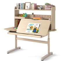 Kids Study Desk W/Tilt Desktop Retractable Book Stand & Pegboard Pen Holder - Yellow - View 10