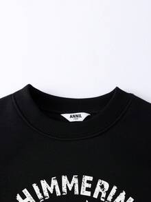 Annil 【新年祝福服装】儿童服装（男童和女童），加厚保暖，宽松版型，适合冬季休闲穿着，保暖舒适。 - 黑色 - 查看 4