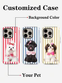 Customized Minimalist Striped Pet Name Image Slogan 2-In-1 Glossy Filmic Hard Phone Case Cover Protective Shell Compatible With IPhone 11/12/13/14/15/16 17 Pro Max - Multicolor - View 1