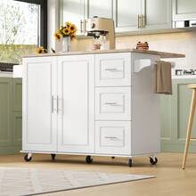 Mobile Storage Islands - White + MDF + European - View 8