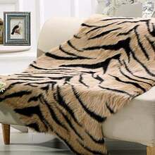 Seek4comfortable Tiger Print Rug, 23.6x43.5 In Animal Printed Faux Cowhide Area Rug Skin Fur Luxury Soft Faux Fur Rug Perfectly In Living Room/Bed Room - 老虎 - 查看 4