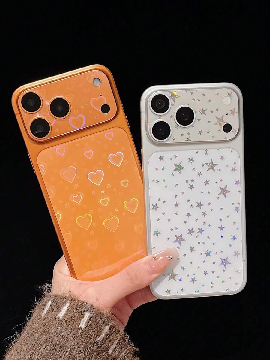 Shiny Iridescent Laser Heart Screen Protector + Camera Lens Protector Compatible With IPhone 17Pro/17Promax, Dust-Proof, Scratch-Resistant, Minimalist & Elegant Design