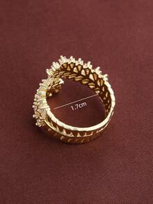 1pc Creative Wheat Ear Shaped Design Zirconia Inlaid Adjustable Ring For Women - Multicolor - View 4