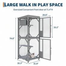 Fulvari Outdoor Cats House,Walk-In Outdoor Cat House,Catio Enclosure With 4 Wheels For Easy Moving, Spacious Weatherproof Cat Cage For Patio & Garden - one-size - View 3