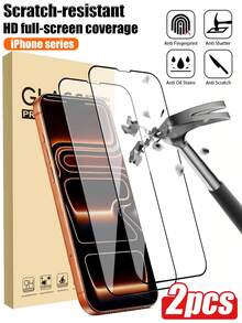 2pcs High-Definition Tempered Glass Screen Protector, Compatible With IPhone 17, 17 Pro, 17 Pro Max, 17 Air, 16, 15, 14, 13, 12, 11, XR, XS, XS Max, Anti-Explosion, Anti-Fall, Anti-Scratch, Waterproof, Smartphone Tempered Glass Film - Clear - View 29