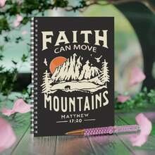 1pc Exquisite Bible Verse Notebook - "Faith Can Move Mountains" (James 17:20), Spiral Bound Christian Women's Journal, Perfect Gift For Bible Study And Prayer, Inspirational Planner - A5 - View 4