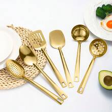 Stainless Steel Practical Tableware Set, Divided Service Spoon, Divided Service Ladle, Flat Spatula, Strainer Spatula, Soup Spoon, Ladle, Hotel & Restaurant Practical Fork & Spoon Service Tableware Set, Home Cooking Utensils - - - View 7