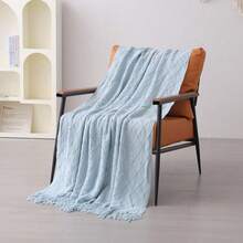 A Solid Color Particle Knitted Blanket, Nordic Style Acrylic Rectangular Office Nap Sofa Blanket Air Conditioning Blanket Knitted Small Blanket Shawl Cover Blanket Blanket Bed End Blanket - Kim cương xanh nhạt - Xem 6