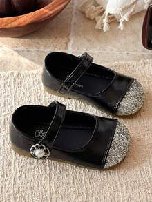 Girls Princess Shoes, Toddler Girls Versatile Fashion Leather Shoes, Spring/Summer Girls Shoes With Hook And Loop, Children Shoes - Black - View 2