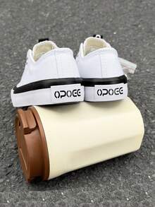 Zapatos de lona para niños OPOEE, de primavera/otoño, estilo coreano, sencillos, para niños y niñas, de moda, de corte bajo, casuales, deportivos, clásicos, versátiles, zapatos de skate para niños - Blanco - Ver 5