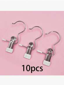 10 kẹp quần áo bằng thép không gỉ cao cấp, giá treo quần áo bằng kim loại có thể điều chỉnh kèm kẹp, móc treo đồ giặt, kẹp treo trang trí di động, móc treo quần áo, quần dài, váy kèm kẹp, phong cách mùa xuân, tối giản, áo mùa hè. - Nhiều màu - Xem 15