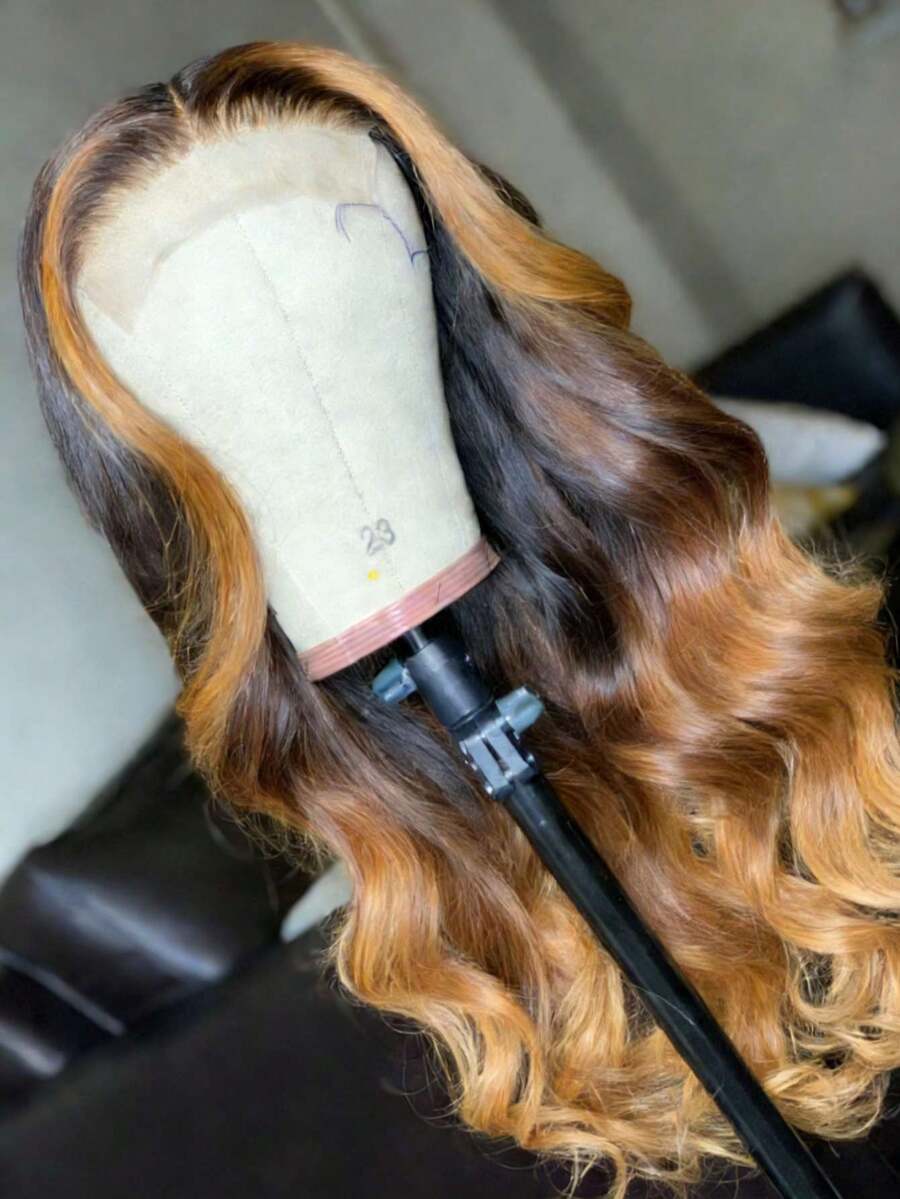 200 Density Brown Ombre To Blonde Lace Front Wigs Human Hair For Women Body Wave Lace Closure Wigs Human Hair With Baby Hair 13x4 HD Transparent Water Wave Lace Frontal Wig Human Hair For Daily Life - 強調 - 查看 1