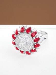 1pc Creative Sunflower Design Cubic Zirconia Inlaid Fashion Ring For Women - Multicolor - View 25
